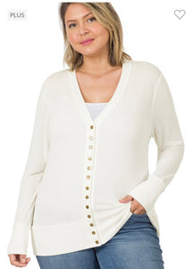 Ribbed Snap Sweater Cardigan