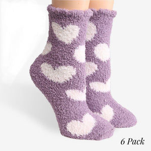 Comfy Luxe Fuzzy Knit Heart Socks