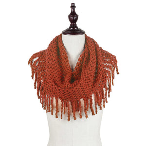 Tube Knit Scarf with Fringe Tassels