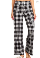 Load image into Gallery viewer, Plaid Wide Leg Lounge Pants with Drawstring Waist
