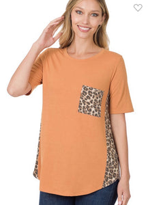 Butter Orange Leopard Side Panel/Pocket Top