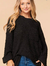 Load image into Gallery viewer, Black Popcorn Sweater with Front Pocket
