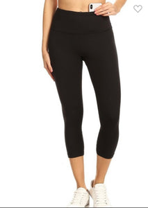 Solid Black Capri Leggings