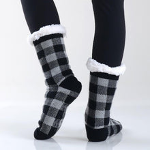 Load image into Gallery viewer, Buffalo Plaid Knit Sherpa Socks
