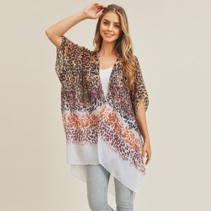 Lightweight Gradient Leopard Print Kimono