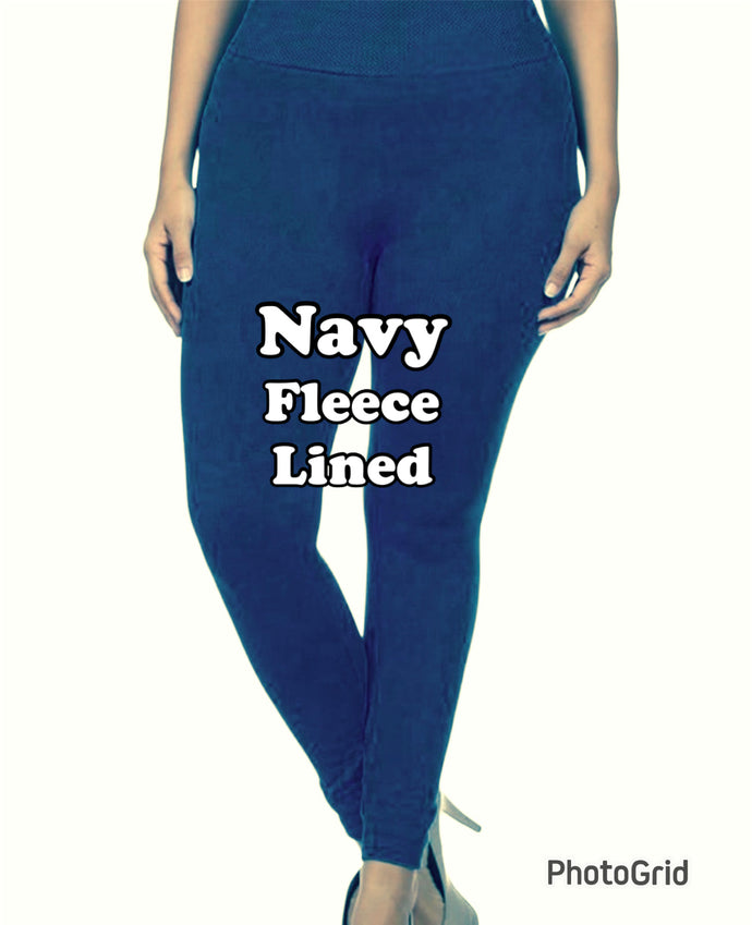 Navy Fleece Lined Leggings