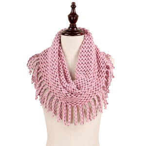 Tube Knit Scarf with Fringe Tassels