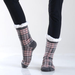 Plaid Print Sherpa Socks