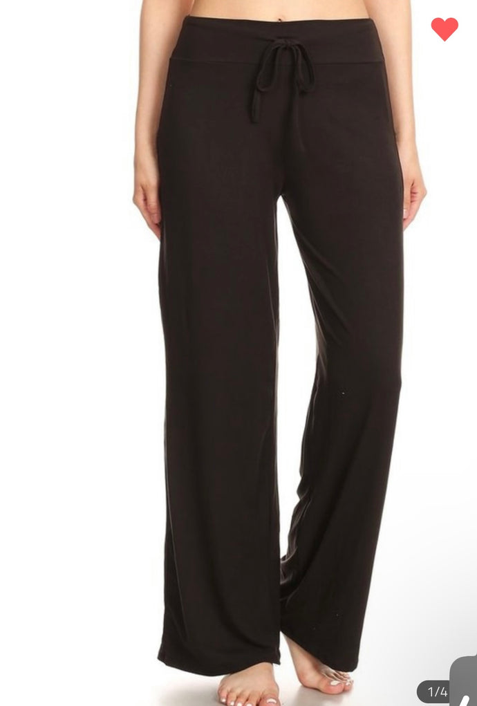 Solid Black Wide Leg Lounge Pants