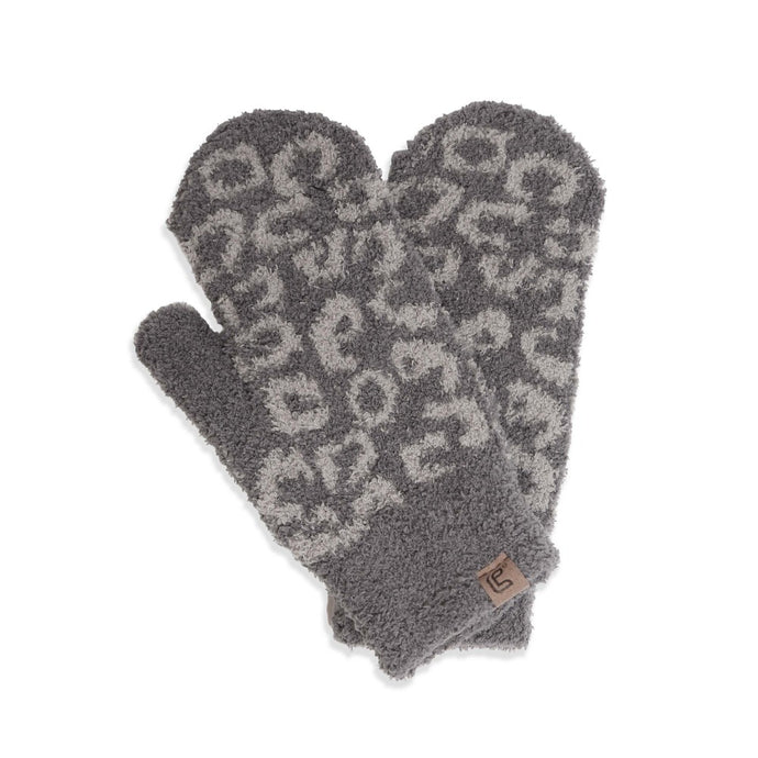 Grey Leopard Comfy Luxe Mittens