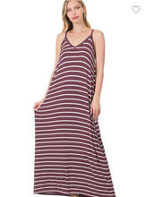 Load image into Gallery viewer, Stripe Maxi Dress with Pockets and Adjustable Straps
