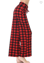 Load image into Gallery viewer, Red/Black Plaid Wide Leg Lounge Pants
