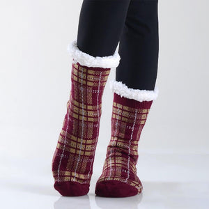 Plaid Print Sherpa Socks