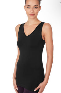 Black V-neck Seamless Tank