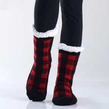 Load image into Gallery viewer, Buffalo Plaid Knit Sherpa Socks
