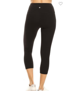 Solid Black Capri Leggings