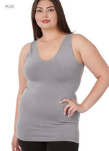 Load image into Gallery viewer, Heather Grey V-neck Seamless Tank
