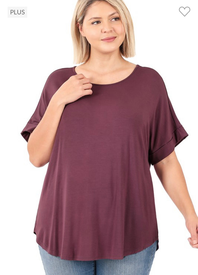 Luxe Rayon Cuffed Short Sleeve Top