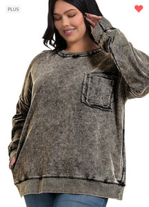 Ash Black Acid Wash Pullover