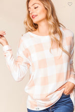 Load image into Gallery viewer, Peachy/Coral Gingham Lightweight Sweater
