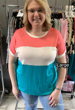 Load image into Gallery viewer, Coral/Jade Colorblock Top
