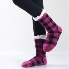 Load image into Gallery viewer, Buffalo Plaid Knit Sherpa Socks
