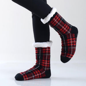 Plaid Print Sherpa Socks