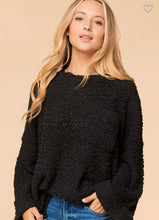 Load image into Gallery viewer, Black Popcorn Sweater with Front Pocket
