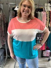 Load image into Gallery viewer, Coral/Jade Colorblock Top
