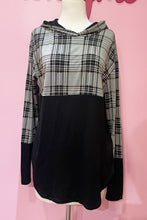 Load image into Gallery viewer, Honeyme Grey Plaid Hoodie
