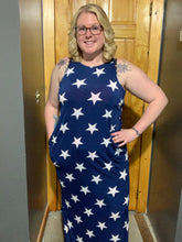 Load image into Gallery viewer, Navy Star Dress with Pockets
