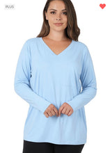 Load image into Gallery viewer, Spring Blue Brushed Front Pocket Long Sleeve Top
