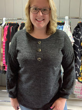 Load image into Gallery viewer, Charcoal Long Sleeve with Button Detail
