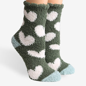 Comfy Luxe Fuzzy Knit Heart Socks