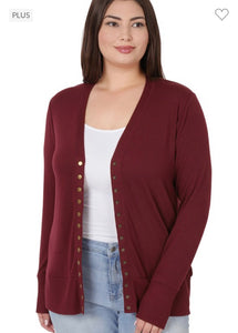 Dark Burgundy Snap Cardigan