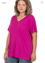 Load image into Gallery viewer, Magenta Boyfriend V-Neck Tee
