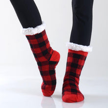 Load image into Gallery viewer, Buffalo Plaid Knit Sherpa Socks
