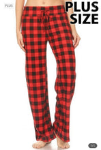 Load image into Gallery viewer, Red/Black Plaid Wide Leg Lounge Pants
