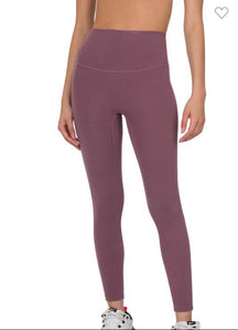 Eggplant Athletic High Waisted Full Length Leggings