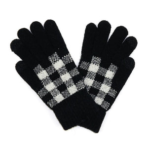 Knit Plaid Gloves