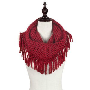 Tube Knit Scarf with Fringe Tassels