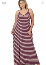 Load image into Gallery viewer, Stripe Maxi Dress with Pockets and Adjustable Straps
