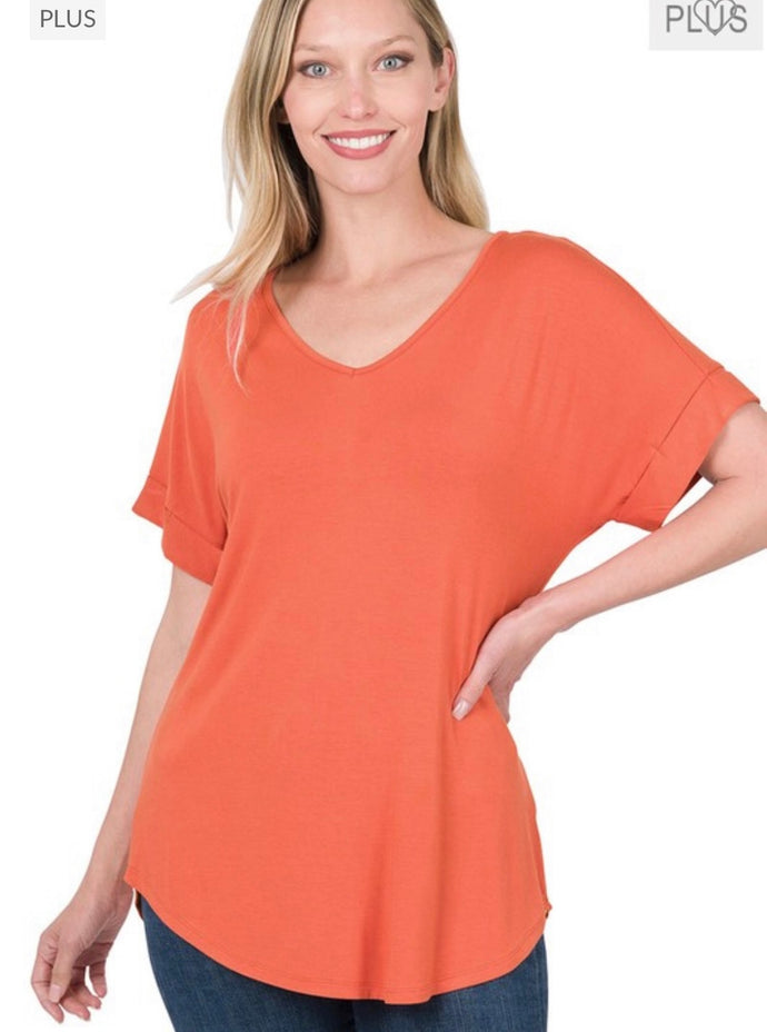 Ash Copper Luxe Rayon Short Sleeve Top